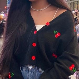 Cherry Embroidered Cardigan | Size M